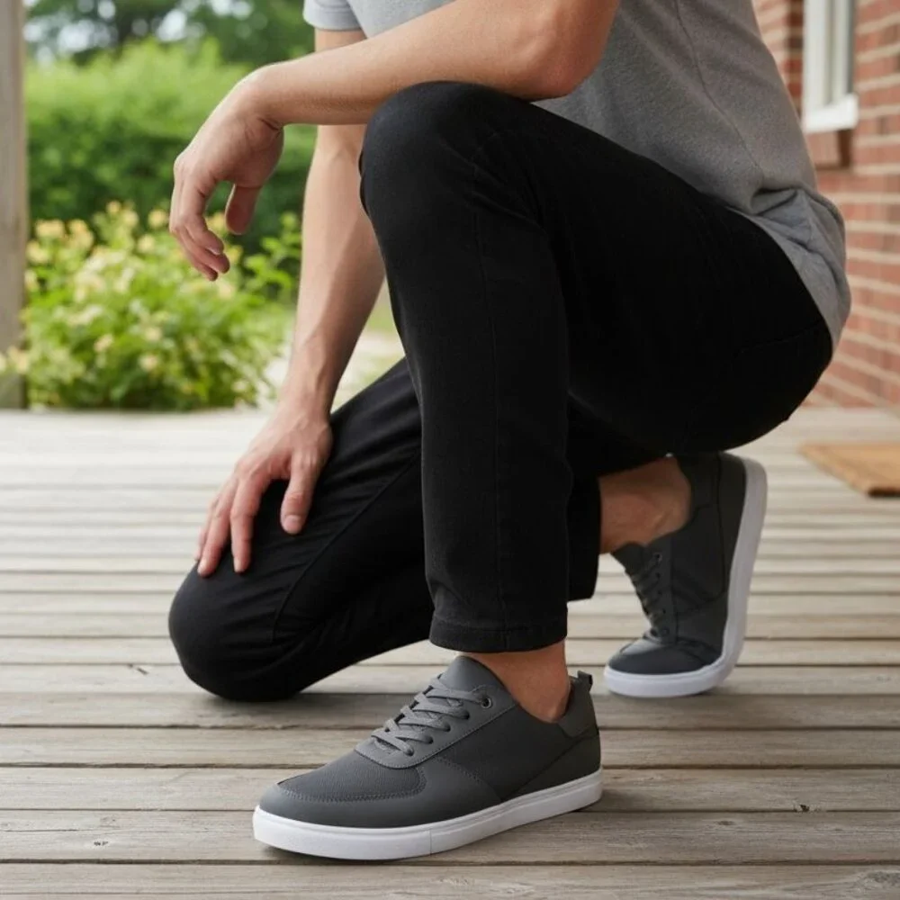 Weatherproof 11 Men Leather Sneakers Athleisure Retro Casual Shoes Vintage Gray